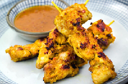 Chicken satay cooked on plate
